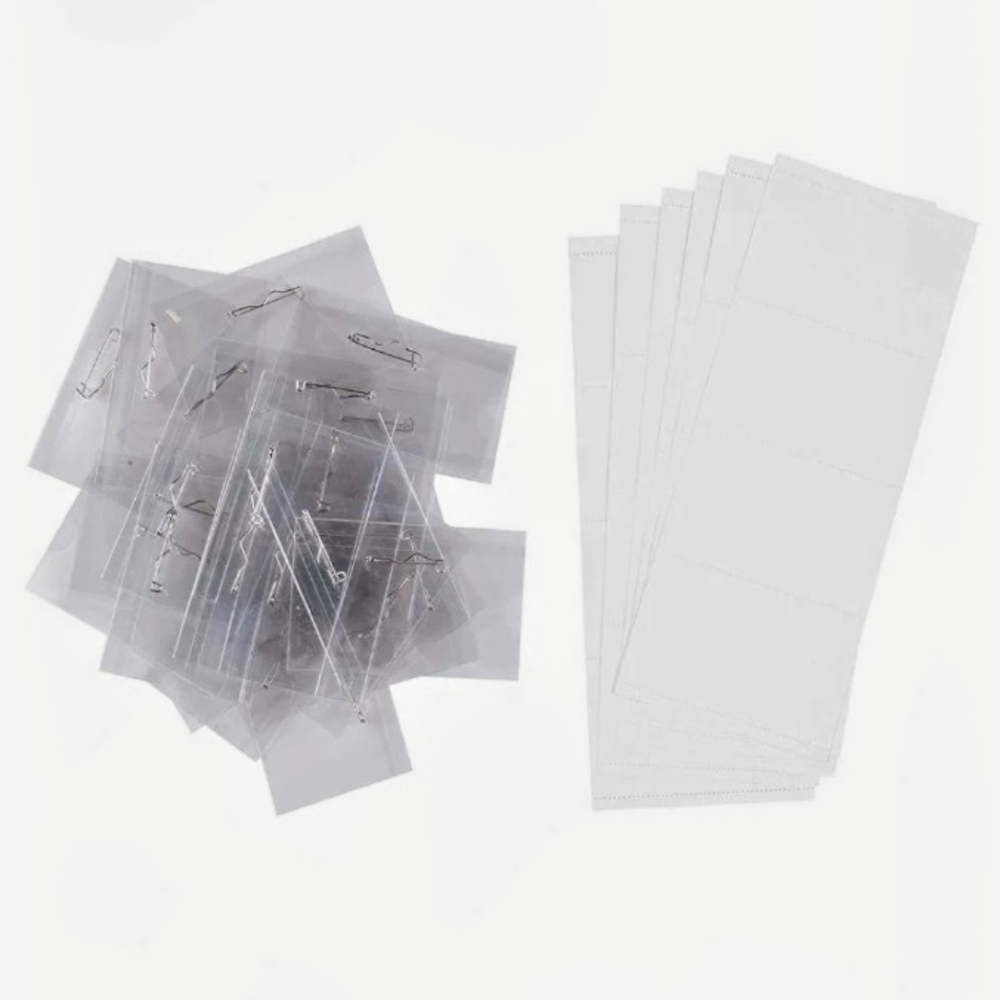 50 Clear Plastic Badge Holders with Pins